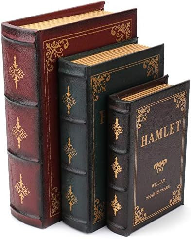 Tosnail 3-Pack Decorative Book Boxes Wooden Antique Book Decorations Vintage Hide Storage Box | Amazon (US)
