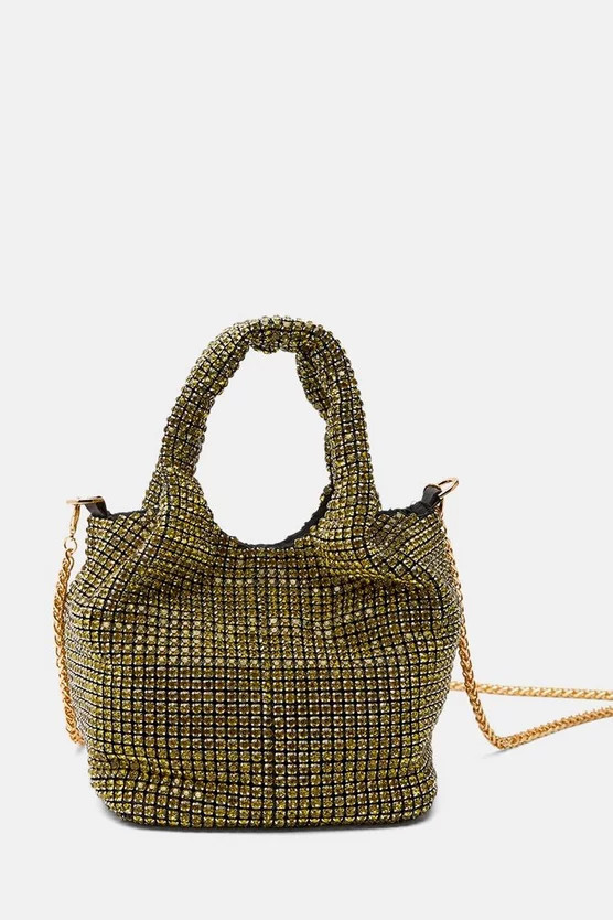 Premium Crystal Embellished Slouchy Bucket Bag | Karen Millen | Karen Millen UK + IE + DE + NL