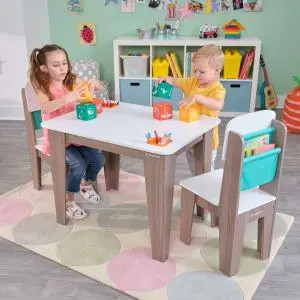 Pocket Storage Table & 2 Chair Set - Gray Ash | KidKraft