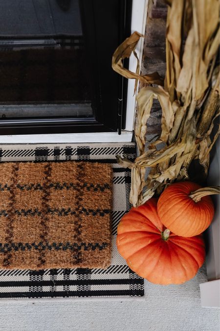 Fall front porch! Plaid doormat, layered doormats, Halloween decor 

#LTKSeasonal #LTKhome