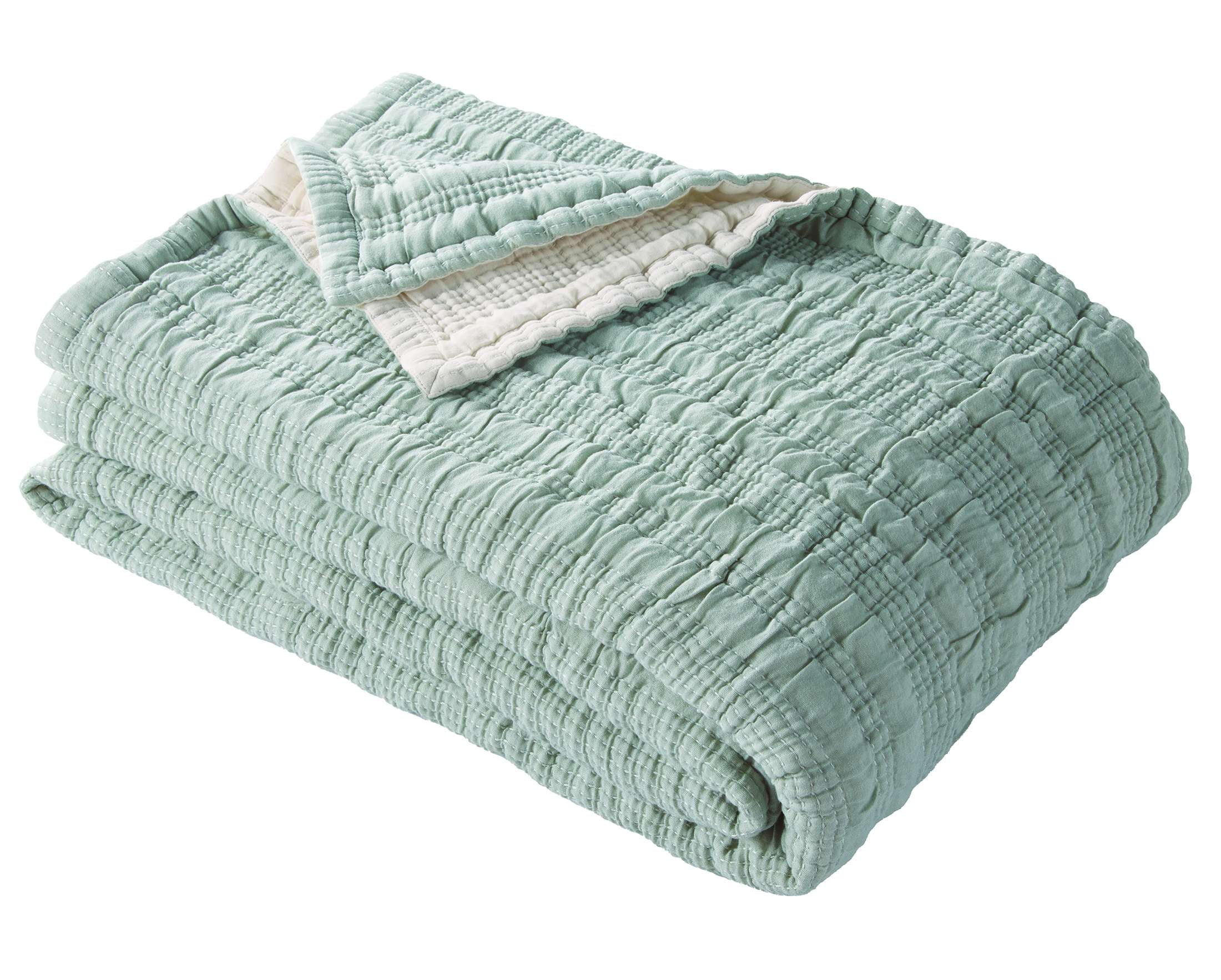 Better Homes & Gardens Luxury Gauze Reversable Cotton Polyester Bed Blanket, Green River, Full/Qu... | Walmart (US)