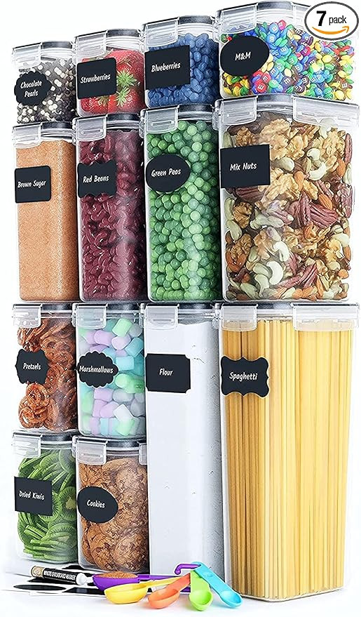 Airtight Food Storage Containers for Kitchen Organization 7 PC - Plastic Food Canisters with Lids... | Amazon (US)