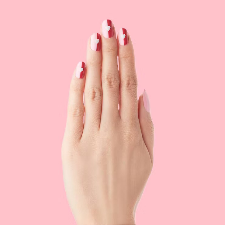 Olive & June Press On Fake Nails - Round Short Split Heart - 42ct | Target