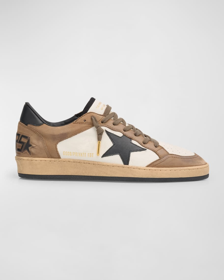 Golden Goose Men's Ballstar Nubuck Leather Low-Top Sneakers | Neiman Marcus