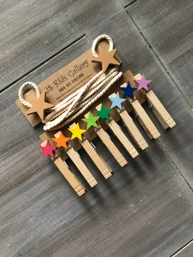 Star Rainbow Clothesline Artwork Display, Rainbow Art Work Display, Baby Girl Onesie Display, Kid... | Etsy (US)