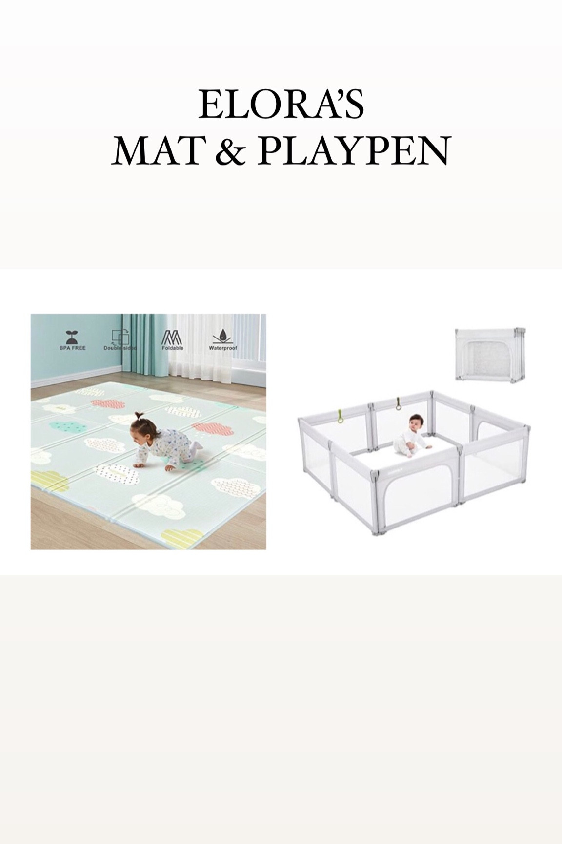 We love this playpen and mat for Elora!! We’ve gotten lots of compliments on them both. I searched and searched for a playpen that was foldable to easily put aside -although we always keep it out- I also love that you can setup the playpen in different shapes other than just a square. And the mat was a win since it was cost efficient, BPA free, waterproof, double sided with cute patterns on both sides, and foldable. 
#babyplaypen #babyplaymat 

#LTKbaby #LTKhome