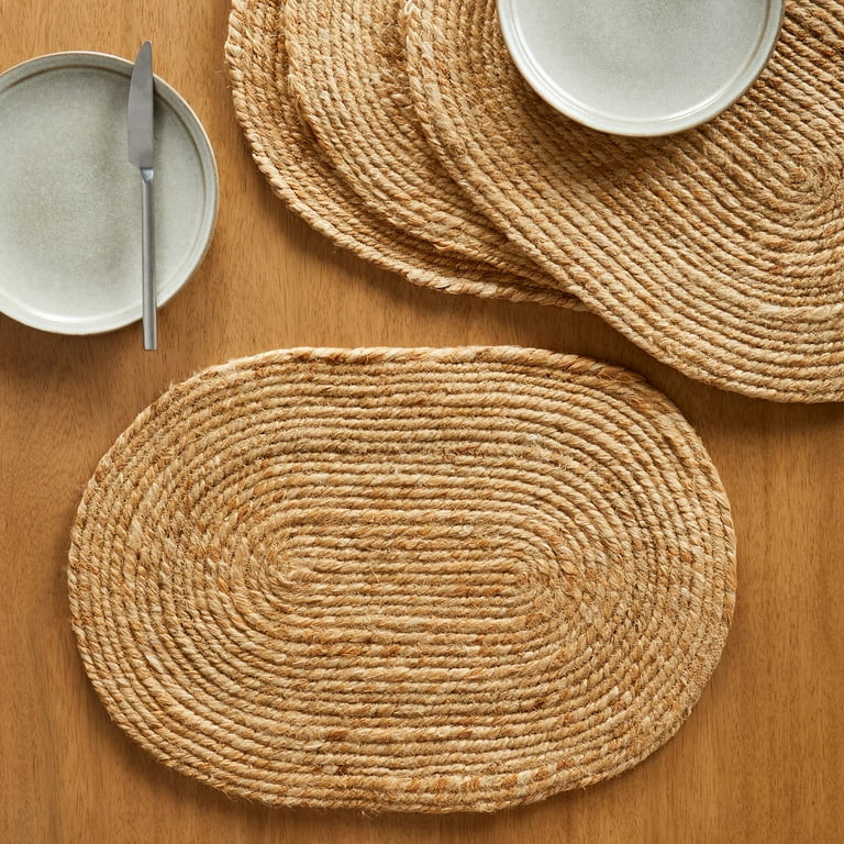 Better Homes & Gardens Natural Jerrad Jute 14” x 20” Oval Table Placemat | Walmart (US)
