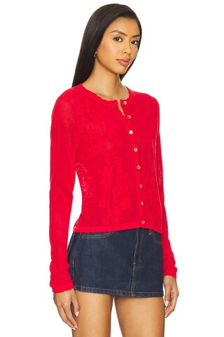 Long Sleeve Mesh Cardigan in Maraschino | Revolve Clothing (Global)