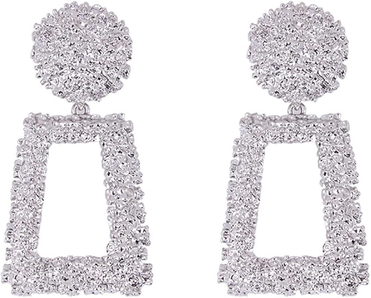 Doubnine Rectangle Geometric Metallic Earrings Indiana Boho Dangle Modern Earrings Wedding Bridal... | Amazon (US)