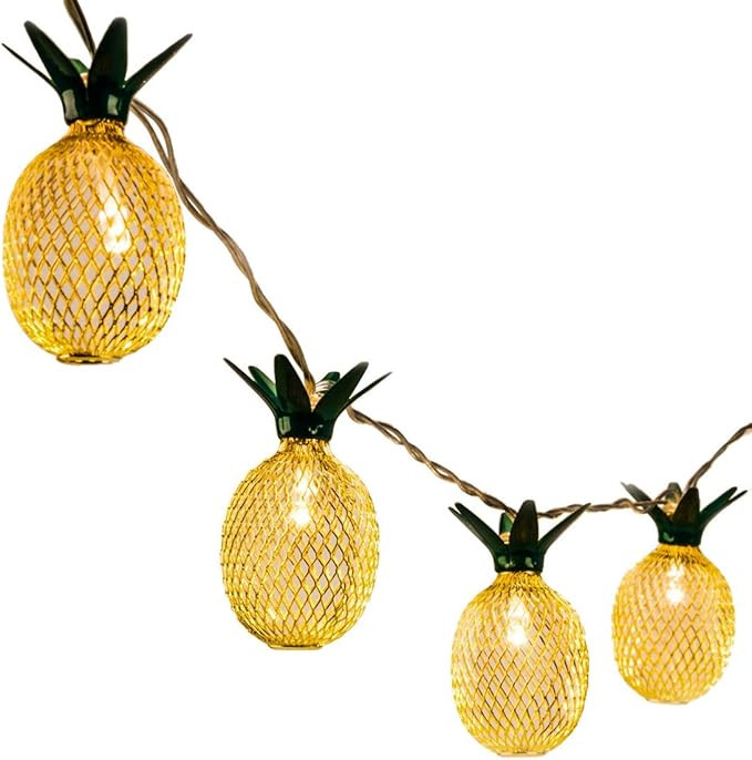 GIGALUMI 10ft 10 LED Pineapple Shaped String Lights, Battery Operated Fairy Lights for Patio Home... | Amazon (US)