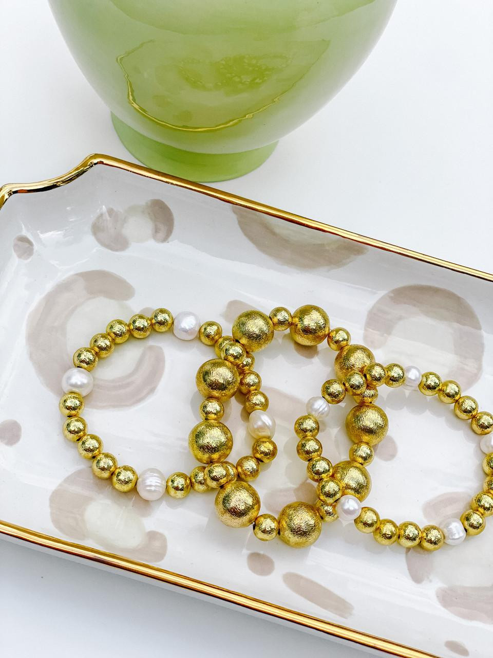 Georgia - Gold  & Freshwater Pearl Beaded Bracelet | Lisi Lerch Inc