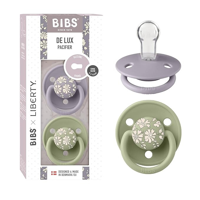 BIBS De Lux Liberty Soother 2-Pack, BPA Free Dummy Pacifier, Round Nipple. Silicone, Made in Denm... | Amazon (US)