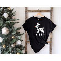 Christmas Reindeer Shirt, Cute Deer Gift Holiday Shirt | Etsy (US)