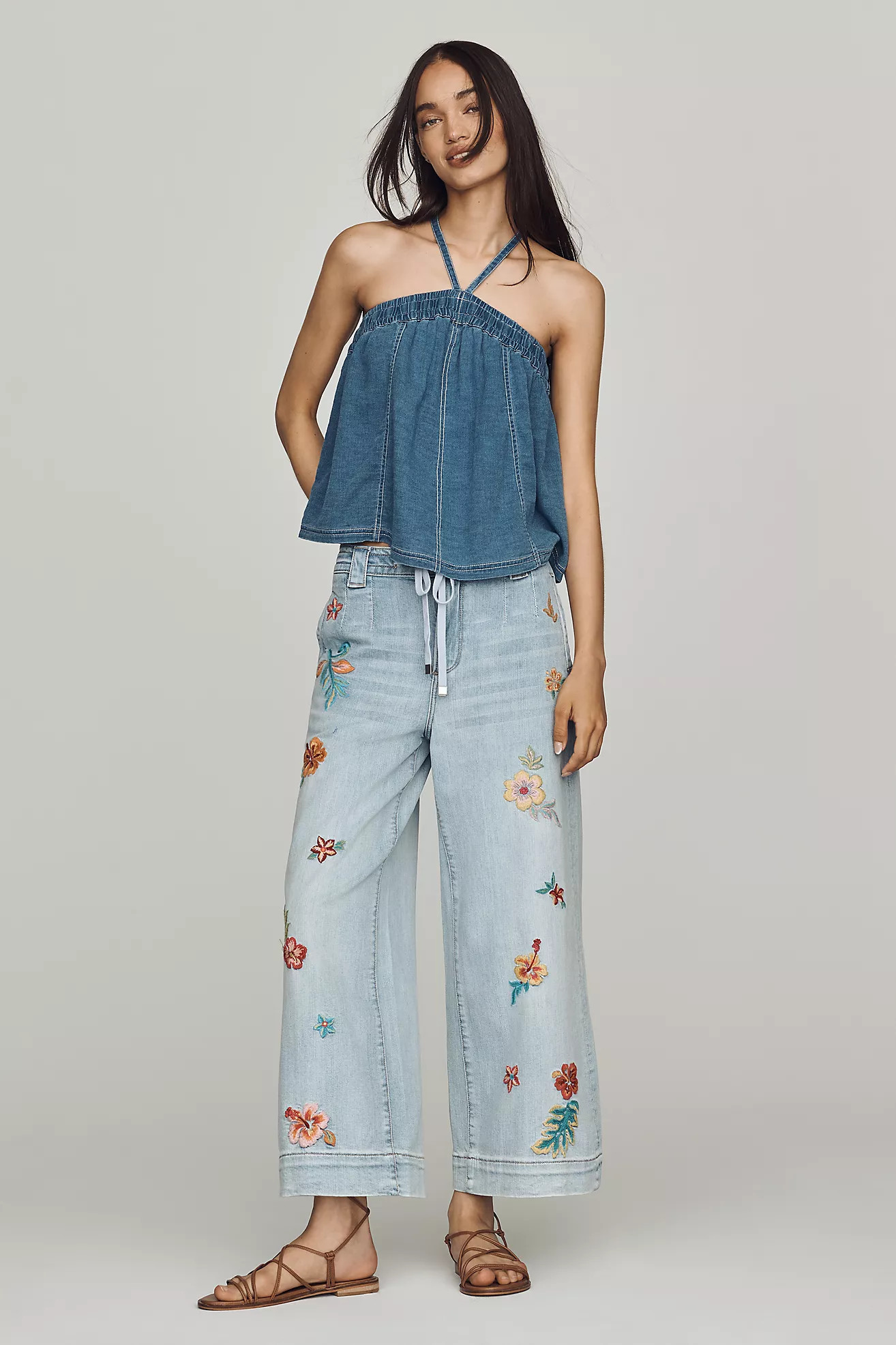 Driftwood Tie-Front High-Rise Wide-Leg Jeans | Anthropologie (US)
