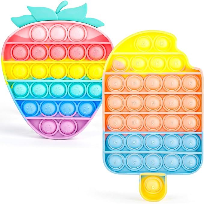 i-FSK Pop On It Fidget Toys 2 Pack (Ice Cream & Strawberry), Push Bubble Pop Sensory Simple Dimpl... | Amazon (US)