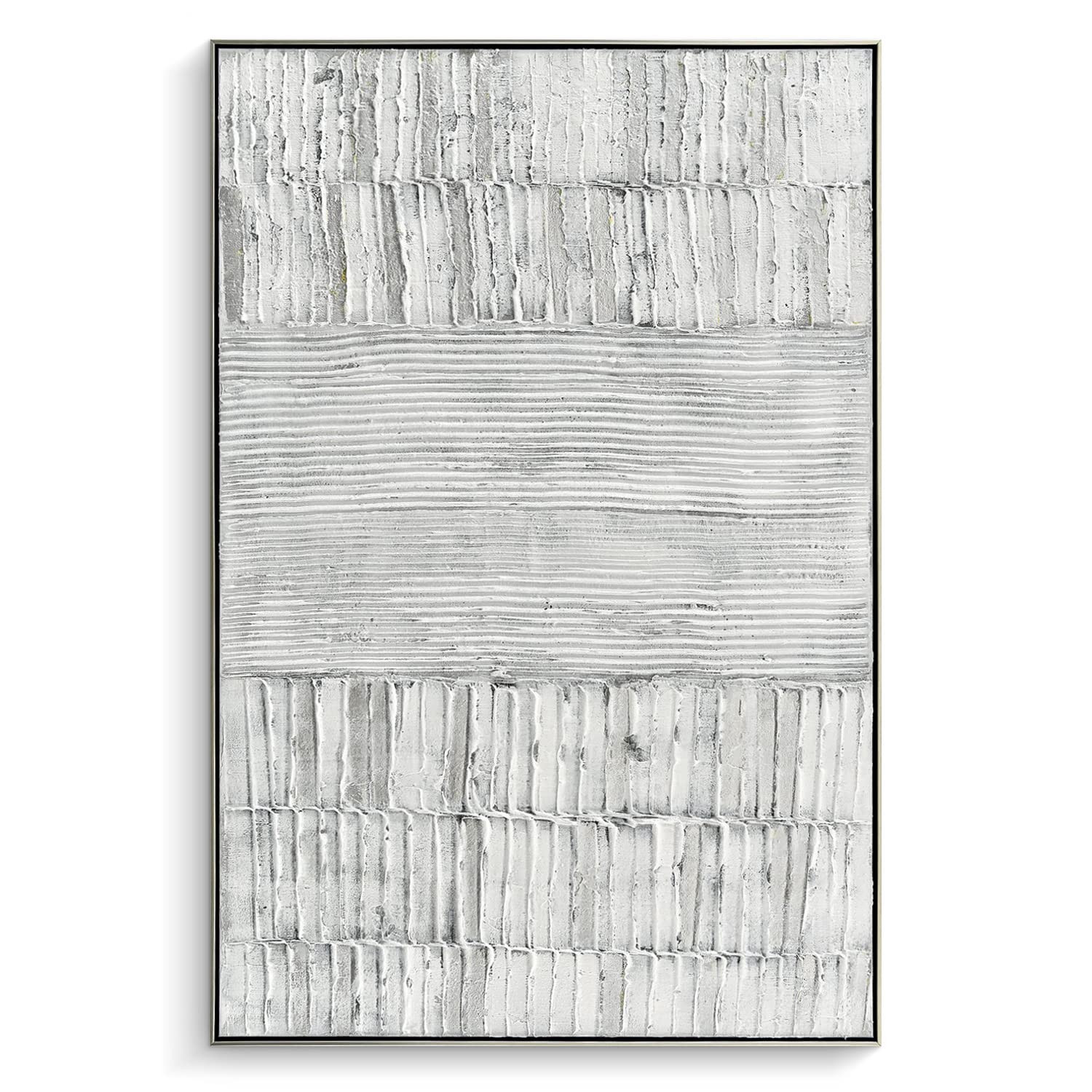 Creoate Framed Wall Art, Grey Abstract Hand Painted Texured Painting, 32x48 Inch, Framed | Amazon (US)