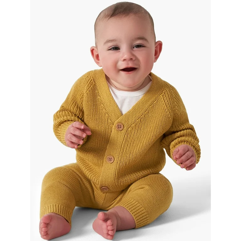 Modern Moments By Gerber Baby Unisex Knit Cardigan Sweater & Jogger Set, 2 Piece, Sizes 0/3-24M | Walmart (US)
