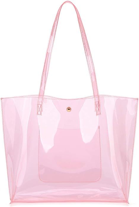 Women's Soft Faux Leather Tote Shoulder Bag from Dreubea, Big Capacity Handbag Clear | Amazon (US)