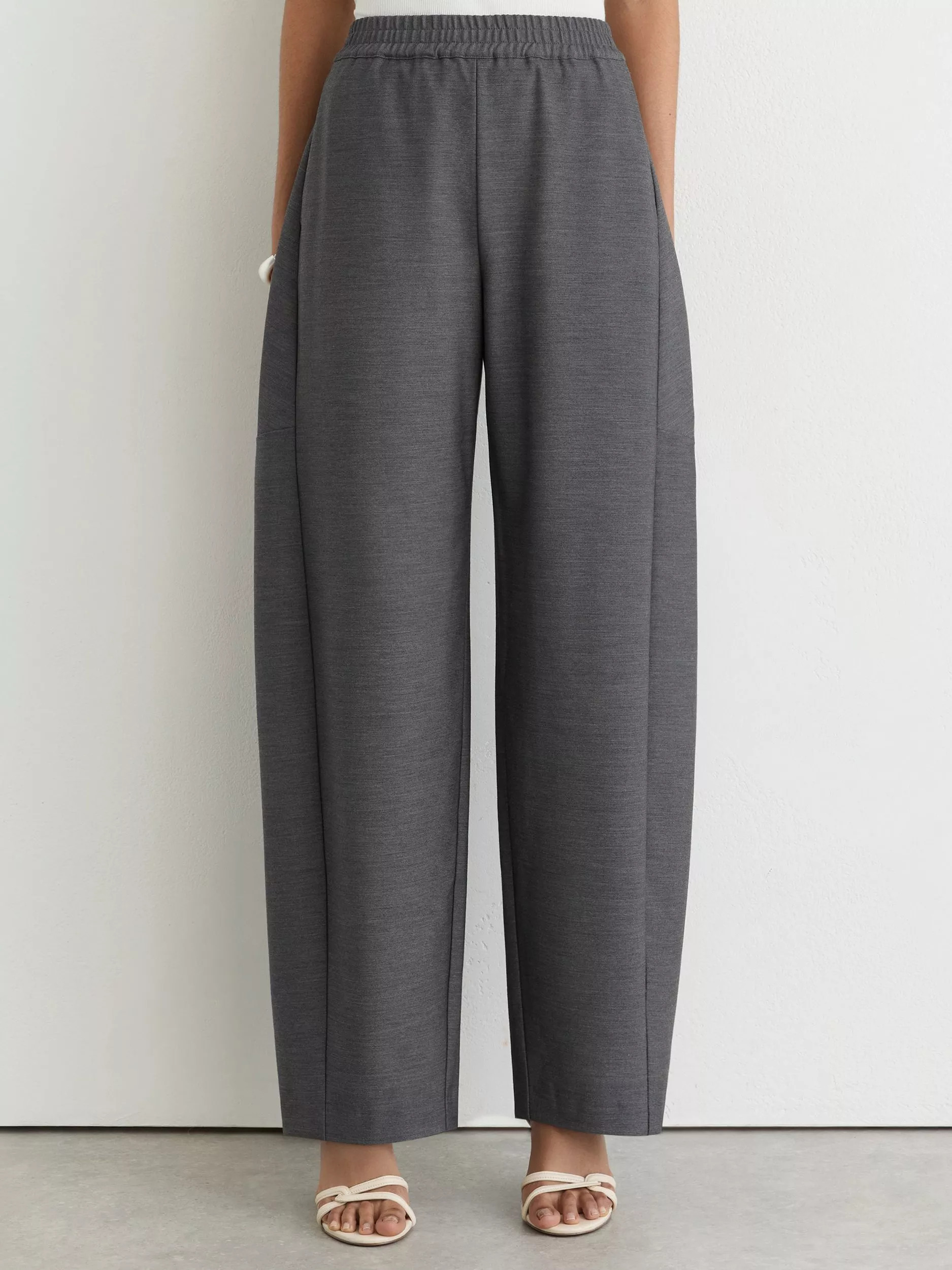 Reiss Elle Barrel Trousers, Grey | John Lewis (UK)