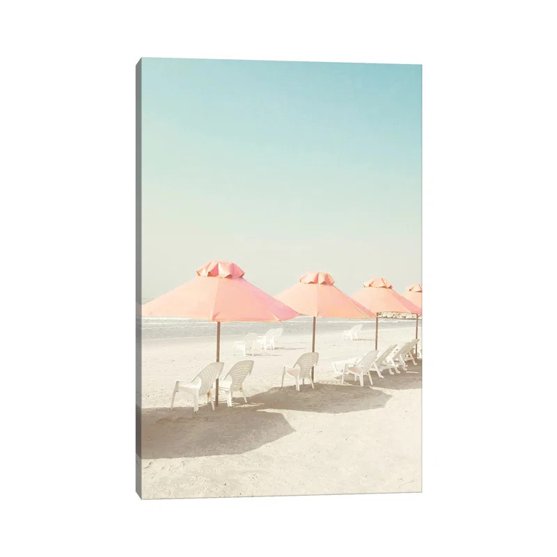 " Pastel Umbrellas In The Beach " by Caroline Mint | Wayfair North America