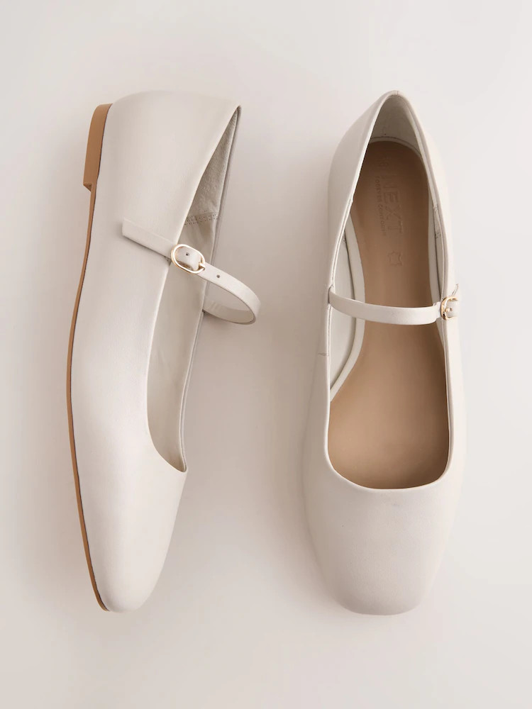 Buy Bone Forever Comfort\u00ae Leather Square Toe Mary Jane Shoes from Next United Arab Emirates | Next UAE