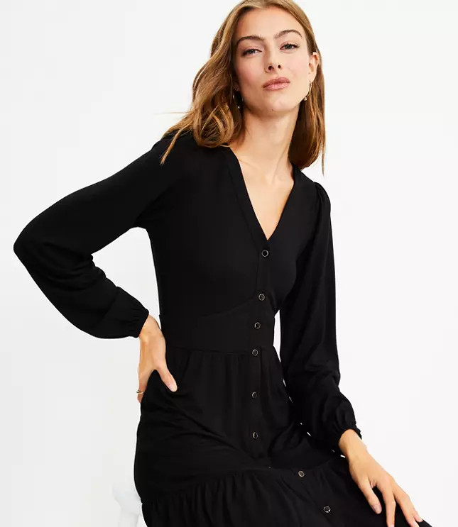 Jersey V-Neck Shirtdress | LOFT