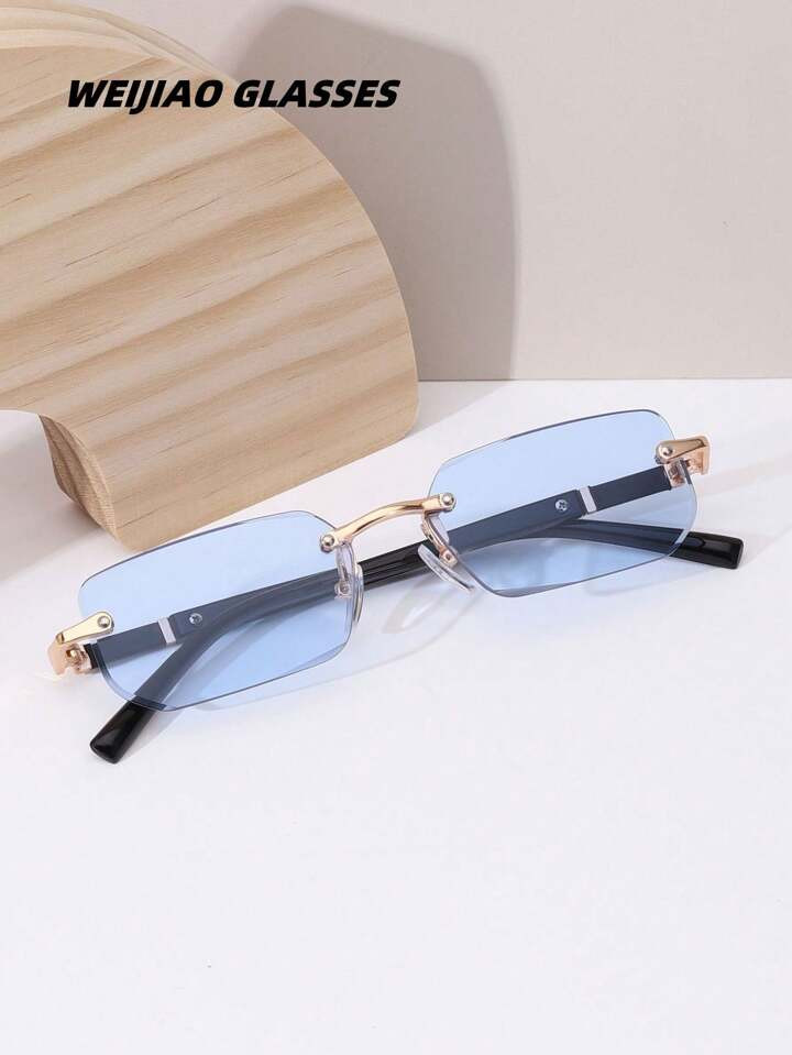 1 Stück modische Unisex Randlose Sonnenbrille mit Schneide-Design, Geeignet für den täglichen ... | SHEIN