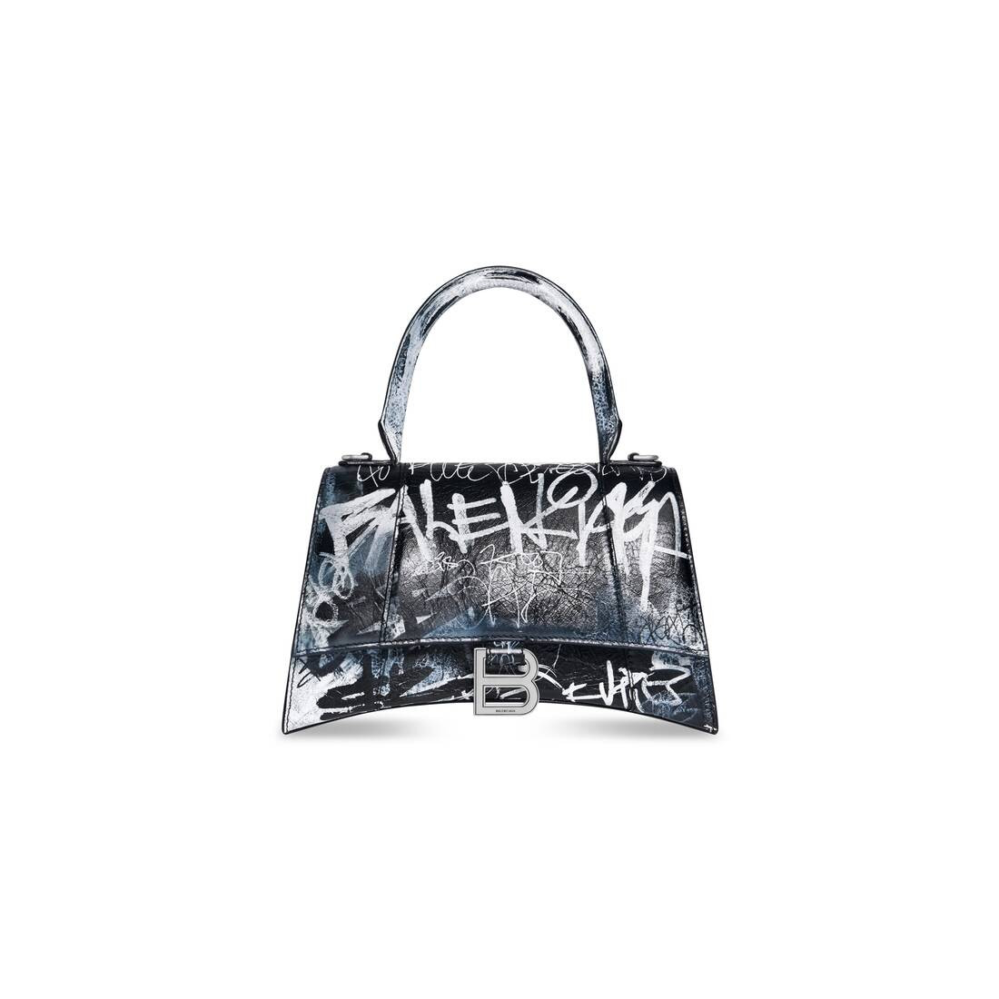 Women's Hourglass Small Handbag Graffiti in Black | Balenciaga