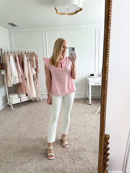 Walmart new arrivals. I love this pink top and white denim perfect for spring.

#LTKworkwear #LTKSeasonal #LTKstyletip