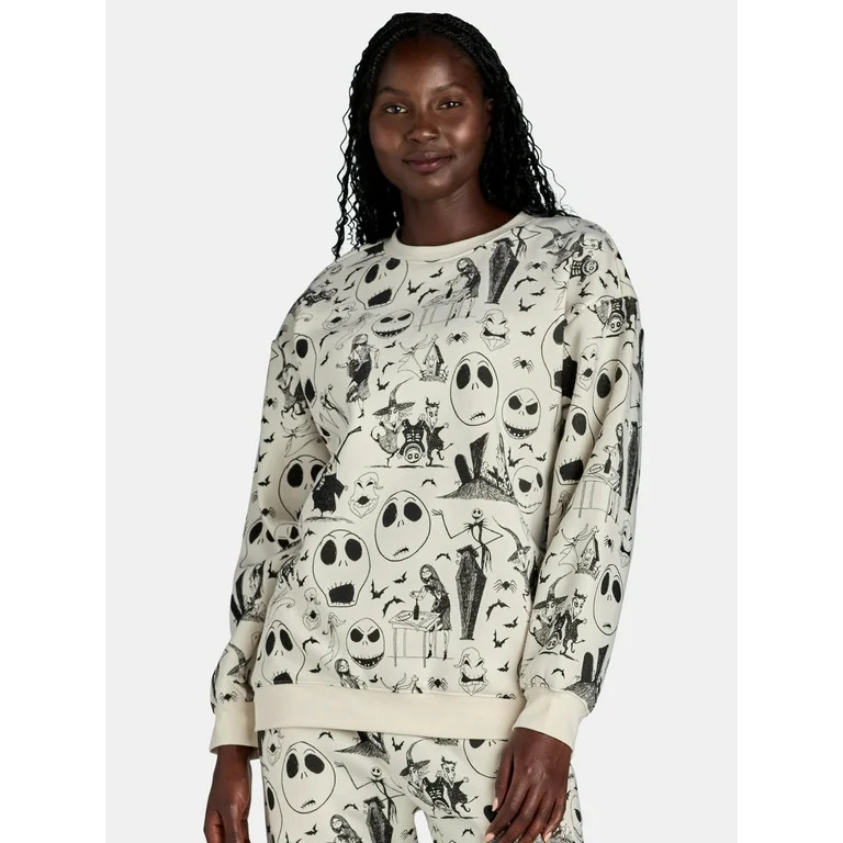 Nightmare Before Christmas Women’s Graphic Sweatshirt, Sizes XXS-XXL - Walmart.com | Walmart (US)