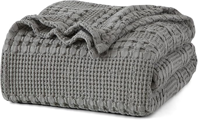 PHF 100% Cotton Waffle Weave Blanket King Size 108"x90" Dark Grey | Amazon (US)