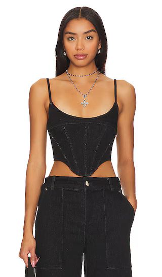 Florentina Corset Top in Washed Gray | Revolve Clothing (Global)