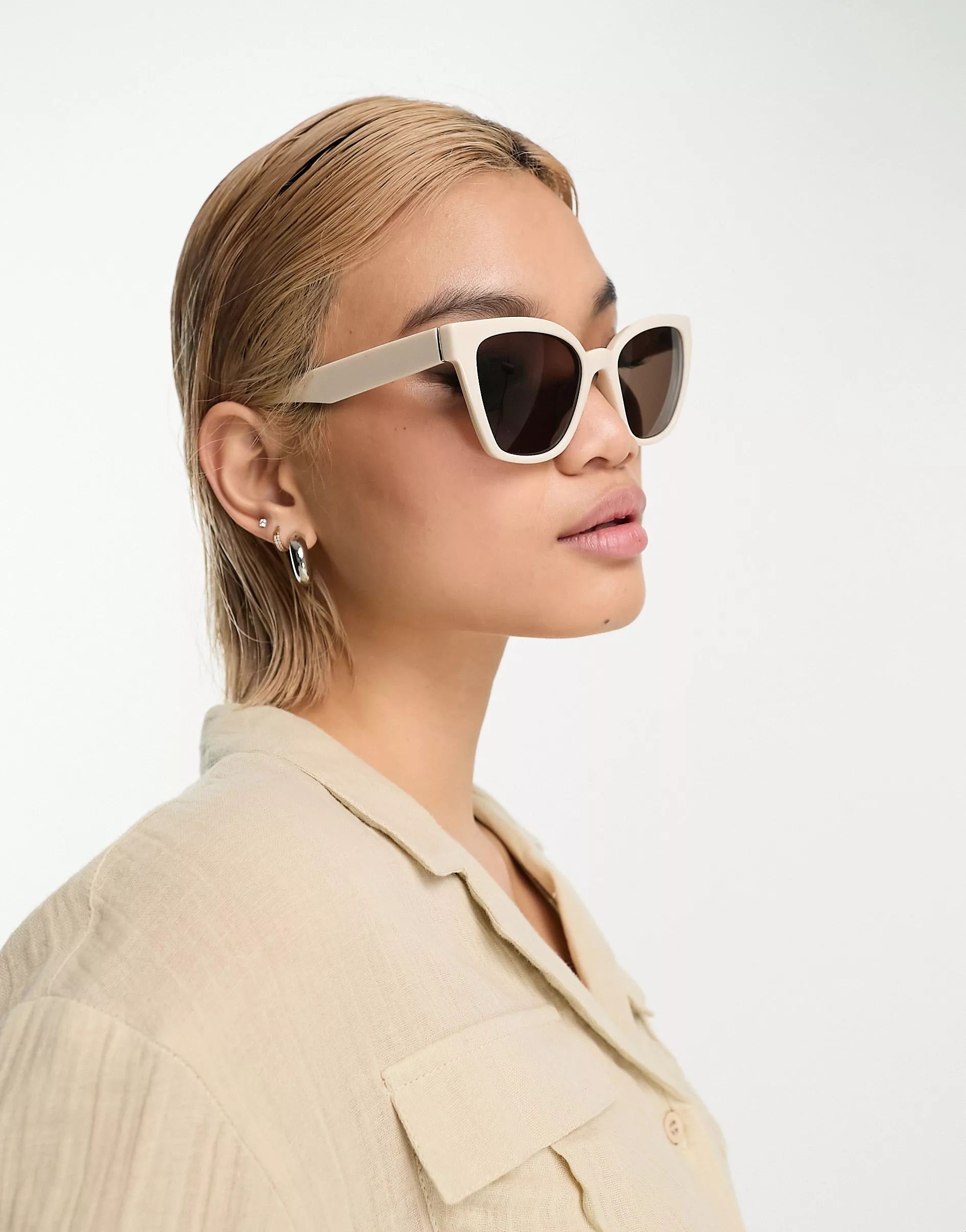 & Other Stories oversized sunglasses in off white with brown lens | ASOS (Global)