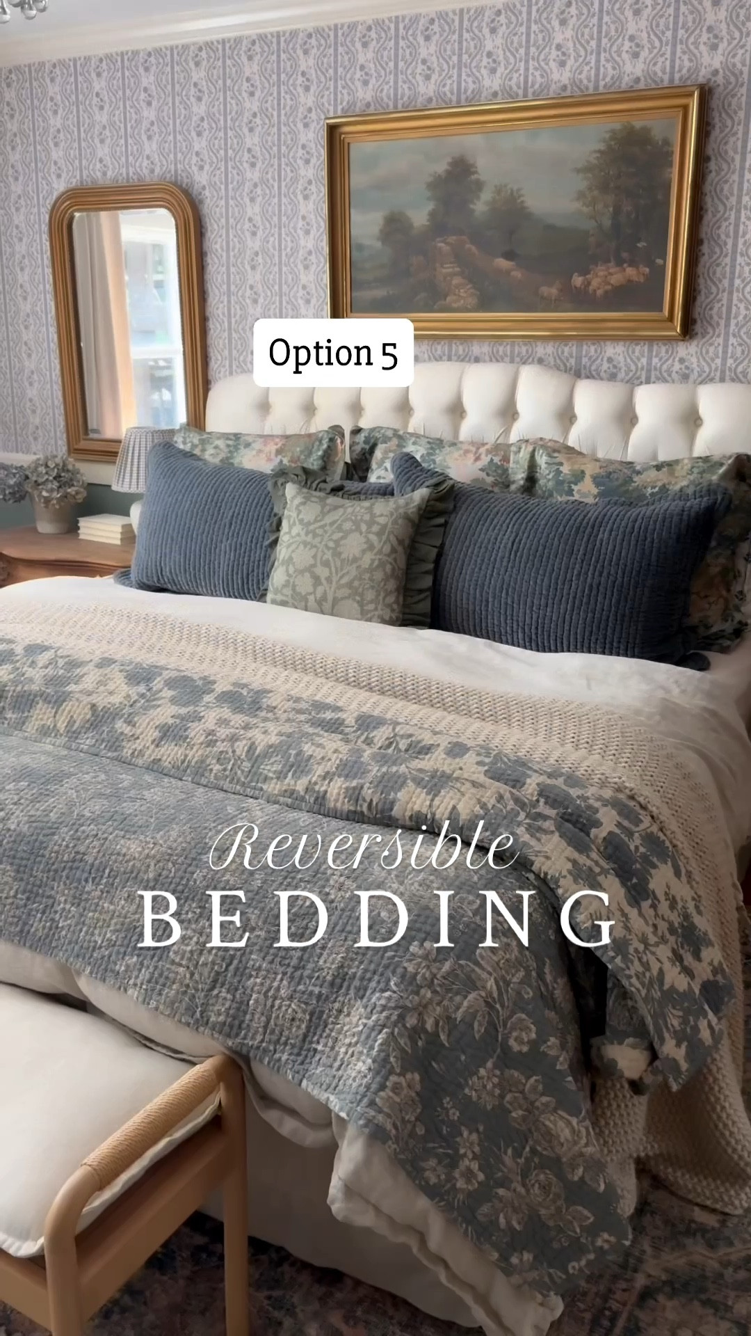Who loves options?? This reversible blue floral quilt and reversible velvet shams couldn’t be more perfect. I love a good mix and match and these two new additions to the bed are so great. Mixed them in with a linen duvet cover and existing @potterybarn Euro shams. I’m linking all of the cozy goodness in this bedroom. 

#LTKHome #LTKSaleAlert #LTKSeasonal