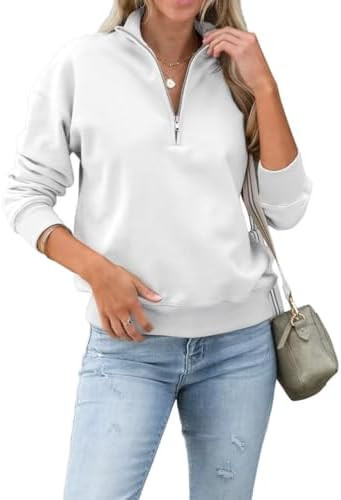Dressmine Womens Fall Sweatshirt Long Sleeve Quarter Zip Lapel Collar Shirts Casual Loose Pullove... | Amazon (US)