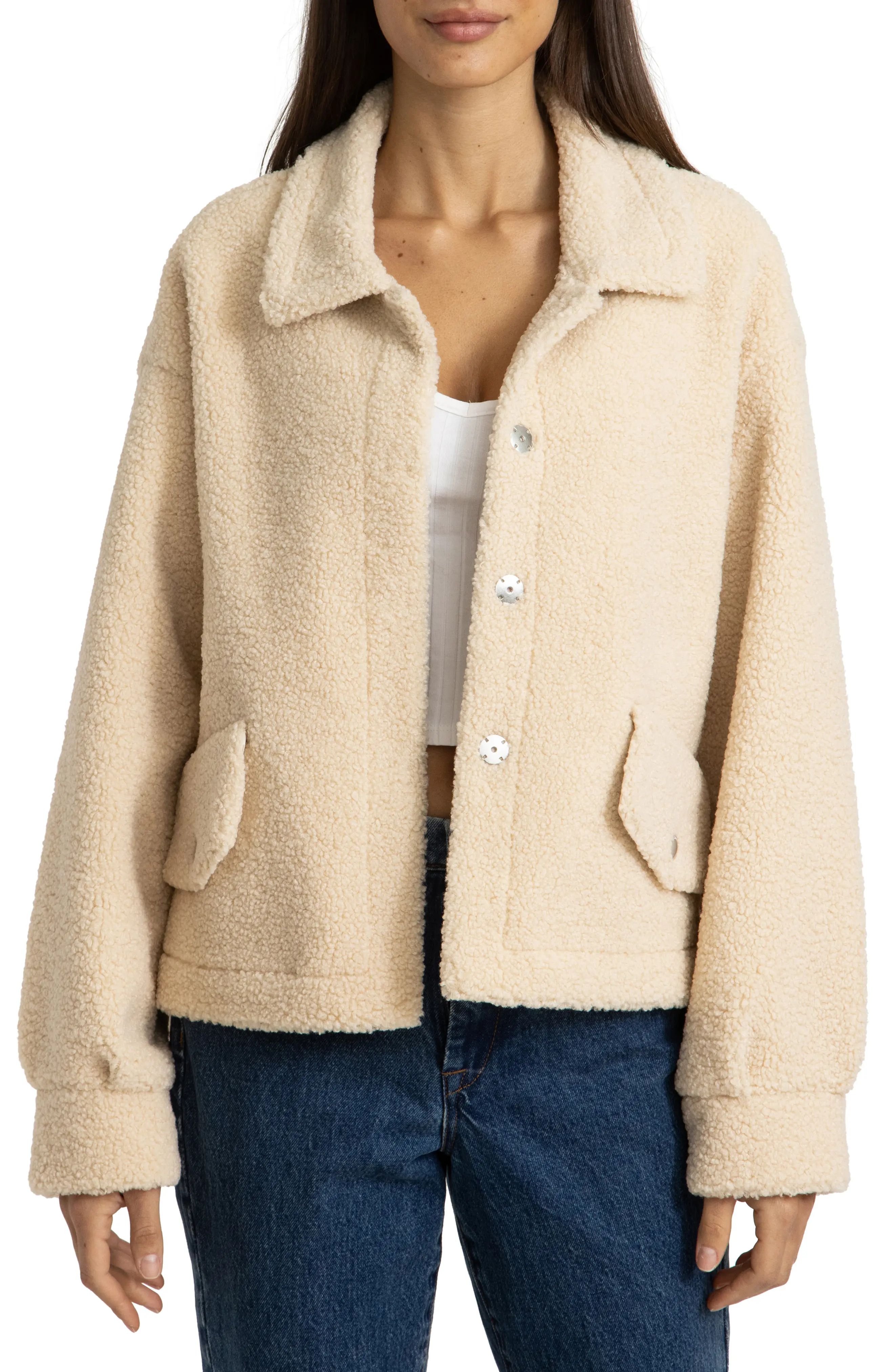 BLANKNYC Bonded Faux Shearling Jacket in Snow Angel at Nordstrom, Size X-Small | Nordstrom