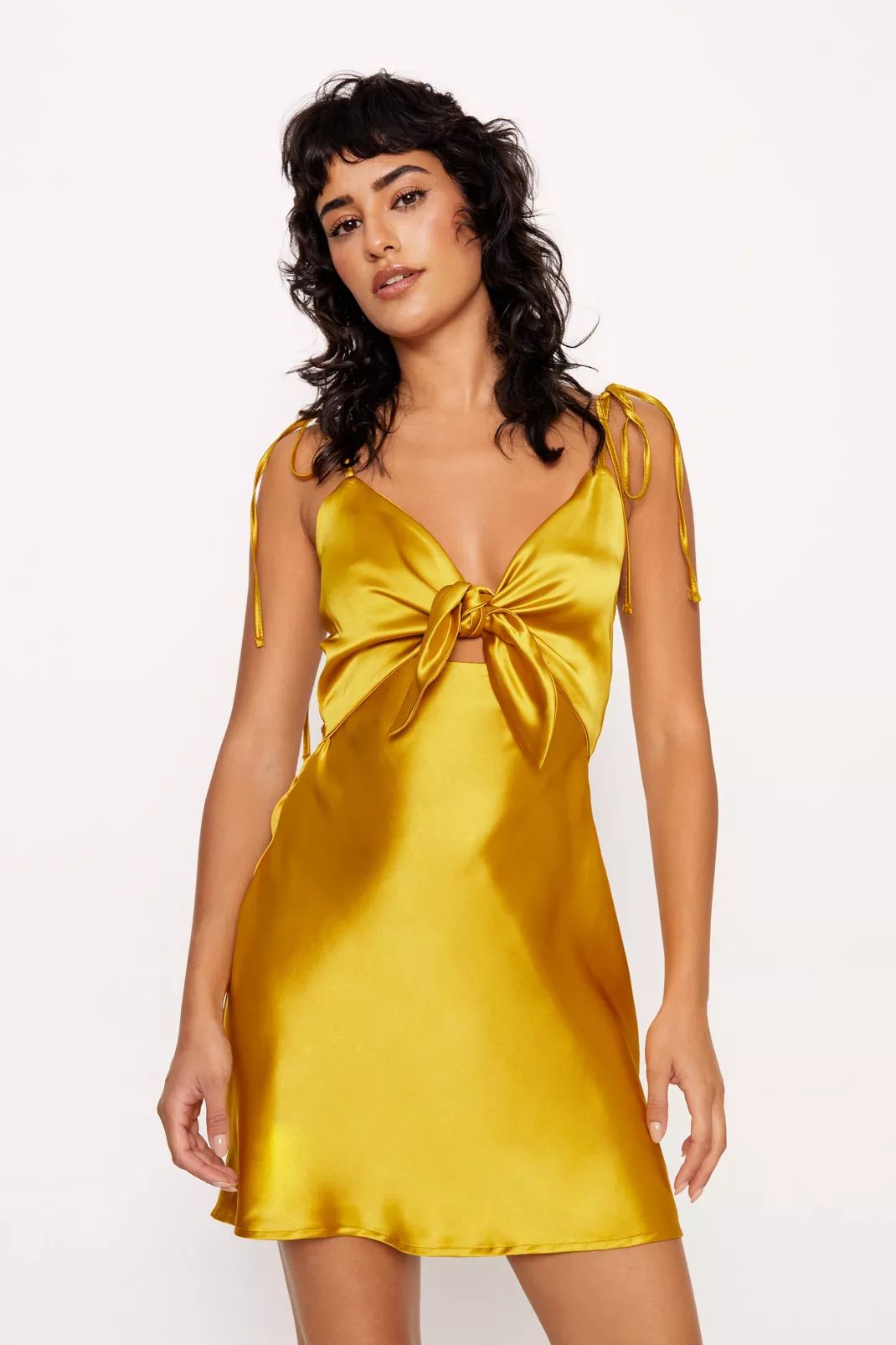 Satin Tie Front Mini Dress | Nasty Gal (US)