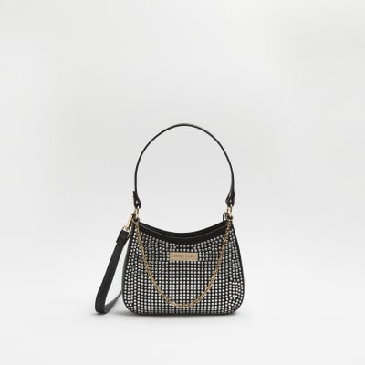 Silver diamante embellished handbag | River Island (UK & IE)