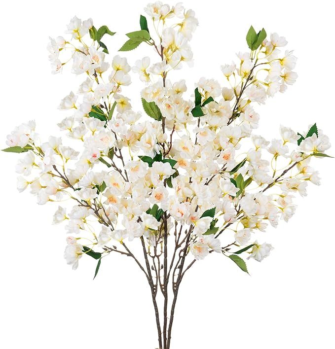 Artificial Cherry Blossom Branches, Faux Fake Plum Flowers Real Touch Boutique Bulk for Home Wedd... | Amazon (US)