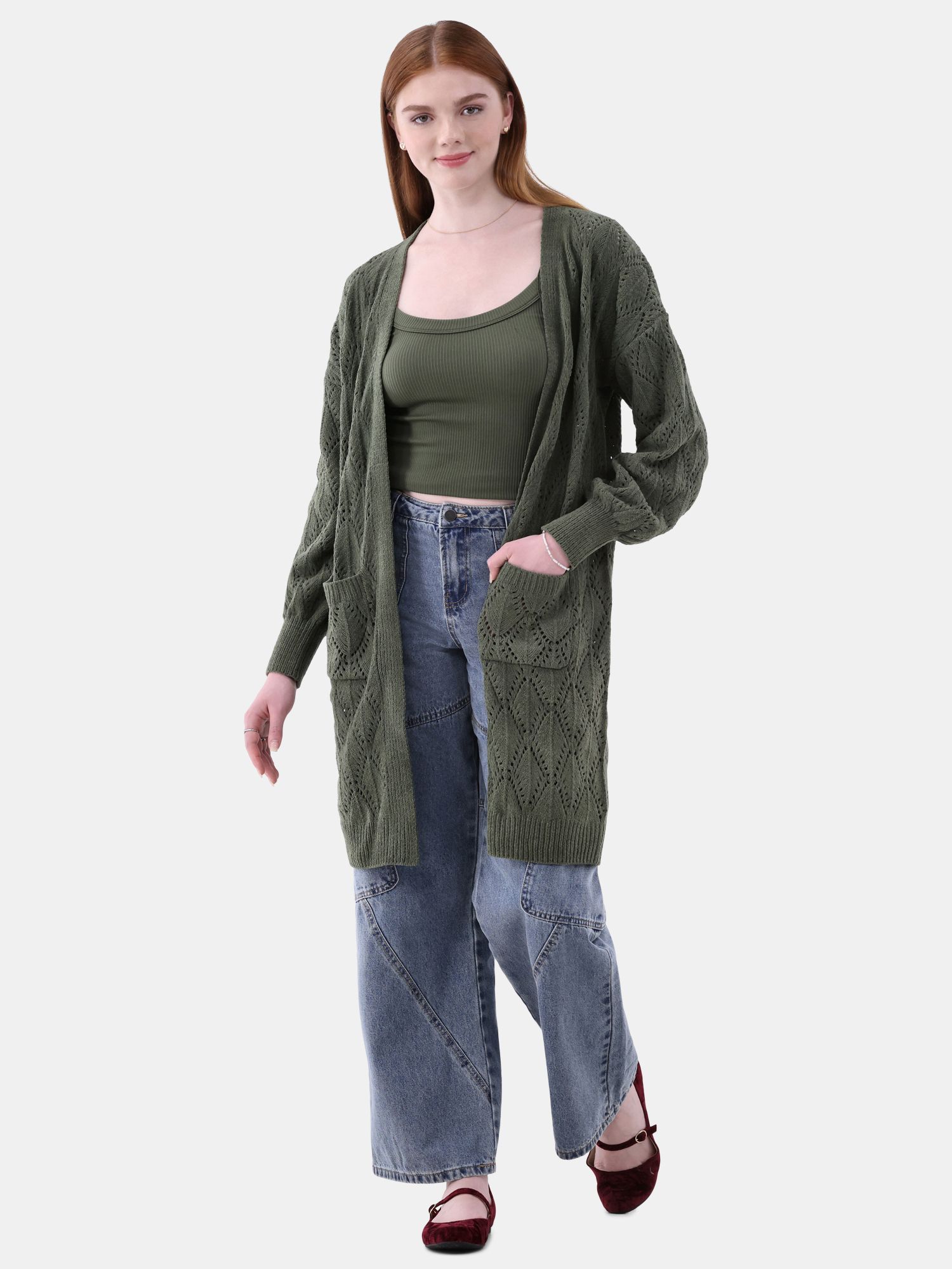 No Boundaries Pointelle Duster Cardigan, Women's and women's Plus Size XXS-2XL | Walmart (US)