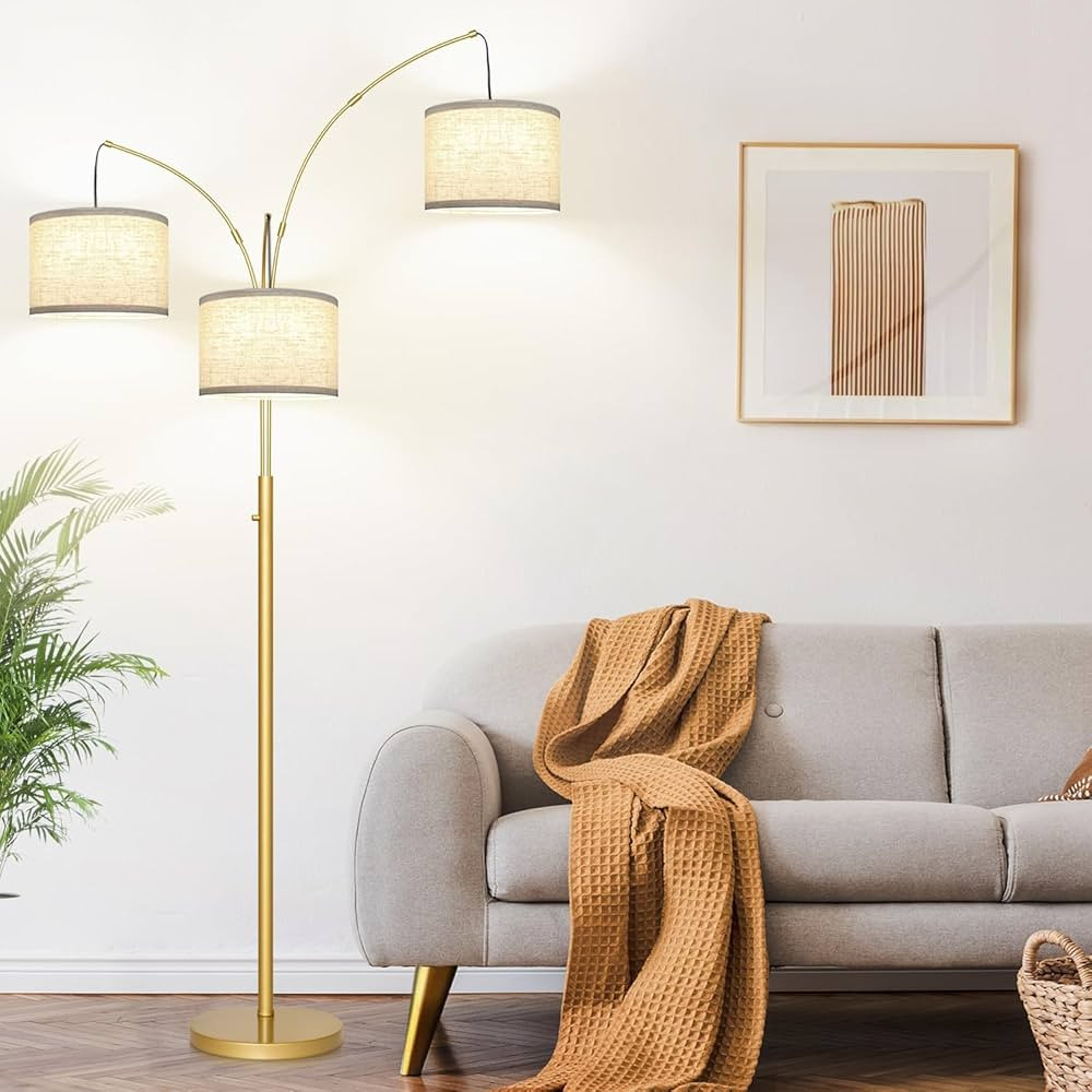 Nintiue Dimmable Floor Lamp - 3 Lights Gold Arc Floor Lamps for Living Room, 1000LM Modern Tall S... | Amazon (US)