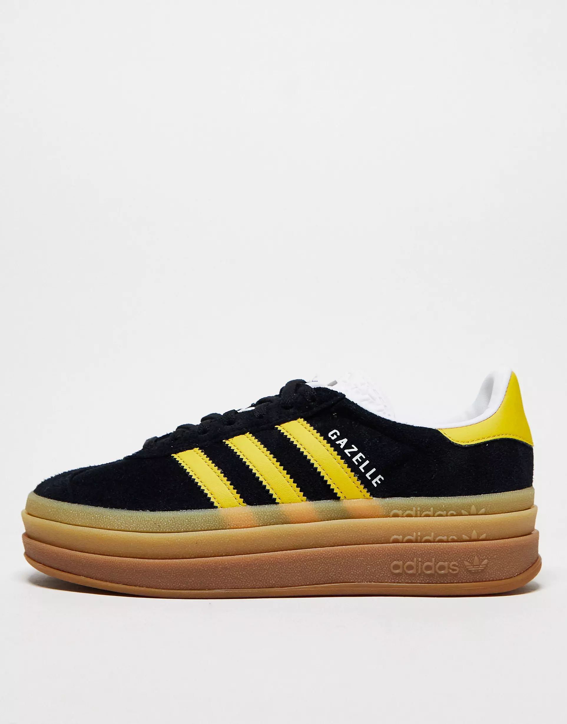 adidas Originals Gazelle Bold sneakers with gum sole in black and yellow | ASOS (Global)