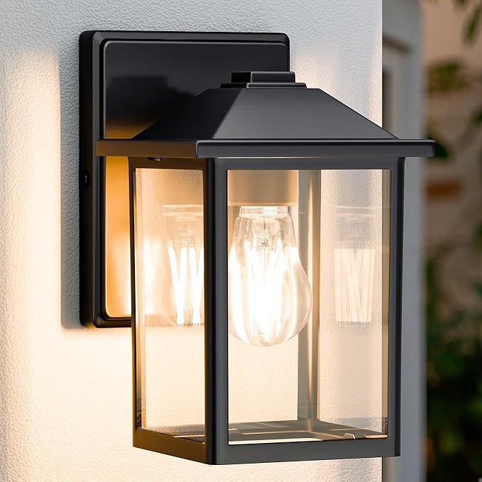 Outdoor Wall Lantern, Exterior Waterproof Wall Sconce Light Fixture, Black Front Door Mounted Lig... | Amazon (US)