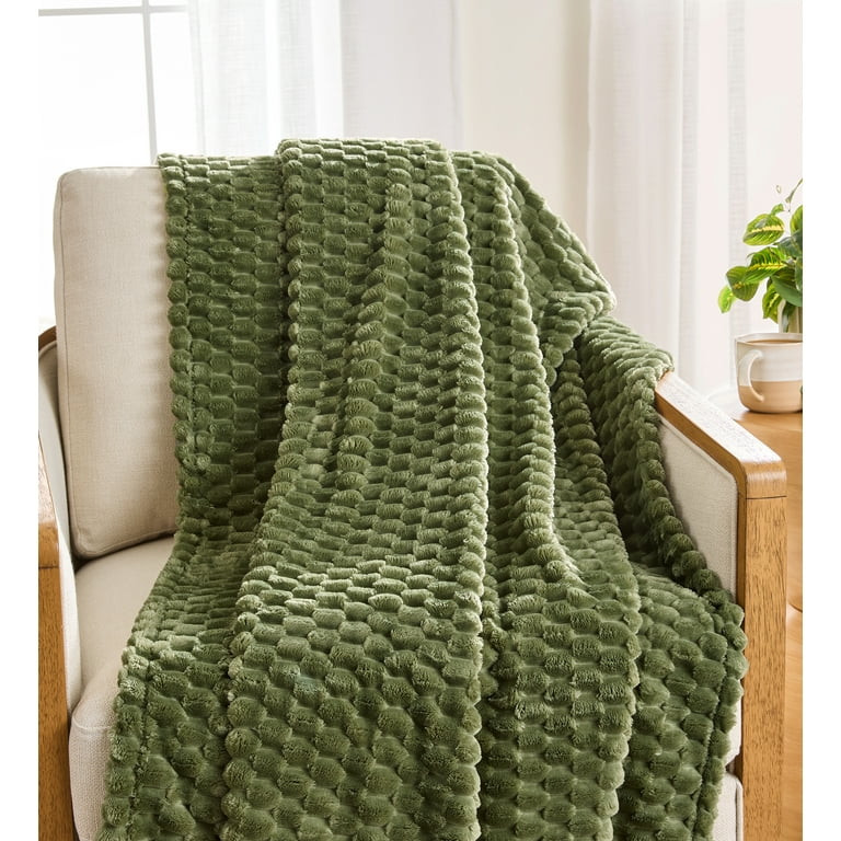 Better Homes & Gardens Textured Velvet Plush Oversized Throw Blanket, Dark Cilantro | Walmart (US)