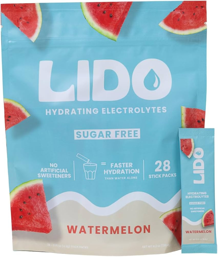 LIDO Watermelon Electrolyte Powder Packets — Clean, Zero-Sugar Hydration Drink Mix with Balance... | Amazon (US)