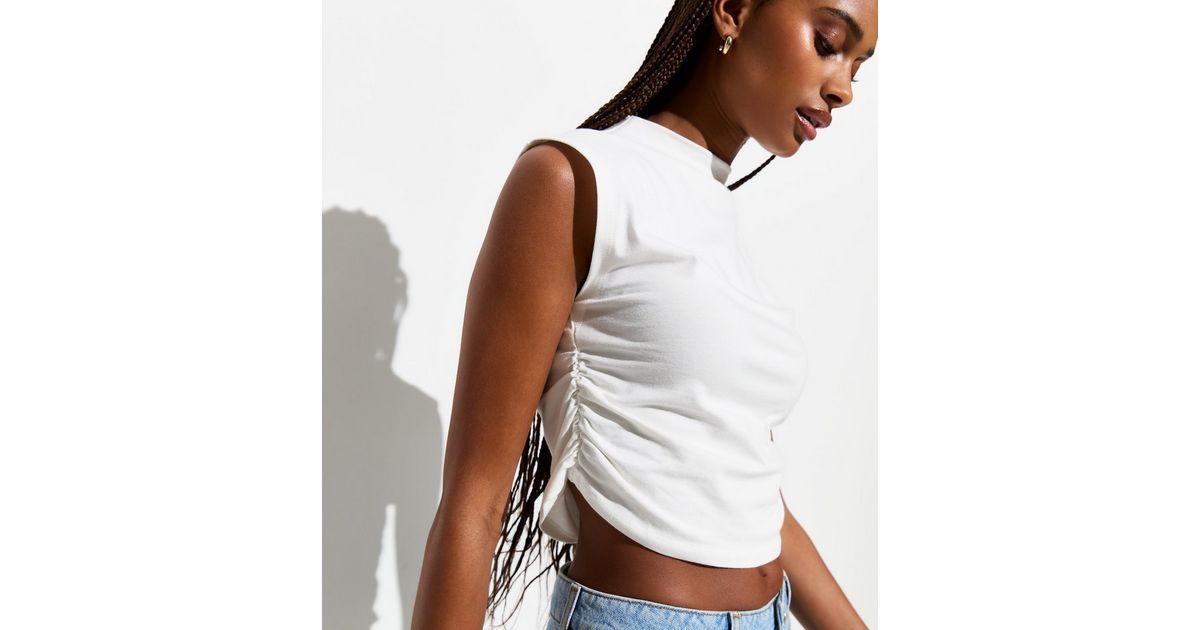 White Ruched Crop Tank Top | New Look | New Look (UK)
