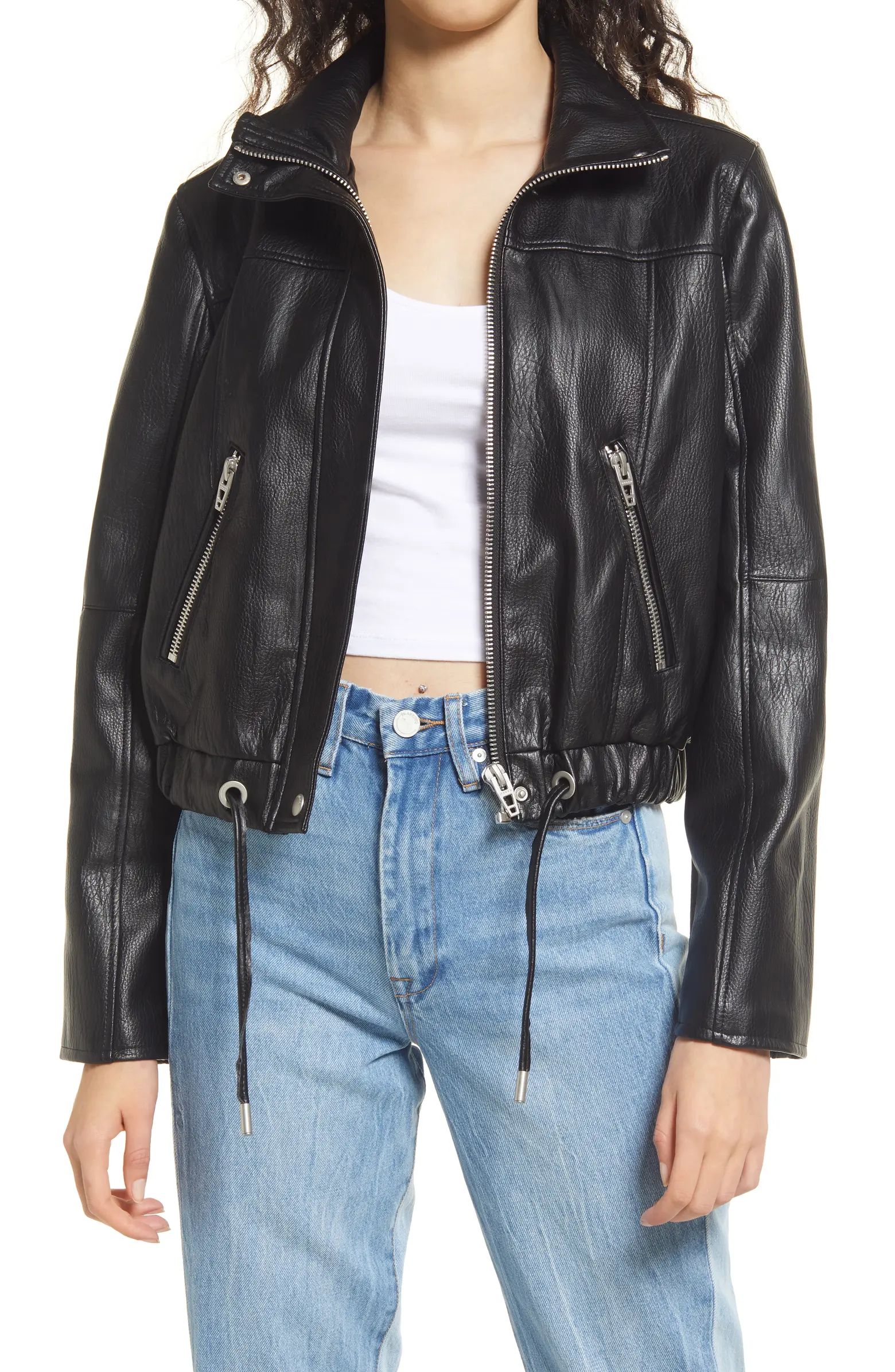 High Collar Faux Leather Bomber JacketBLANKNYC | Nordstrom
