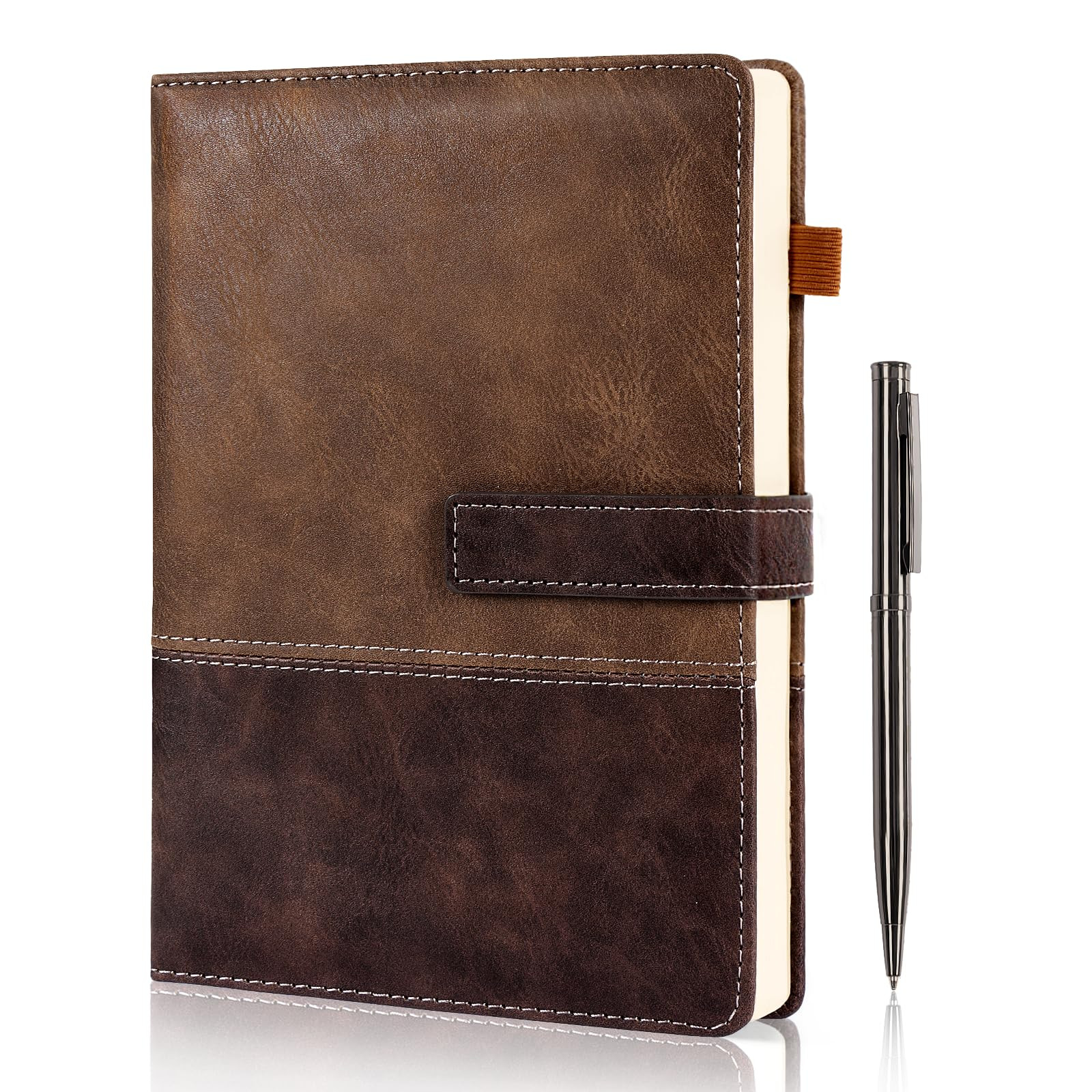 Leather Notebook Journal with Pen, A5 Lined Hardcover Notebook with Magnetic Closure, 240 Pages D... | Amazon (US)