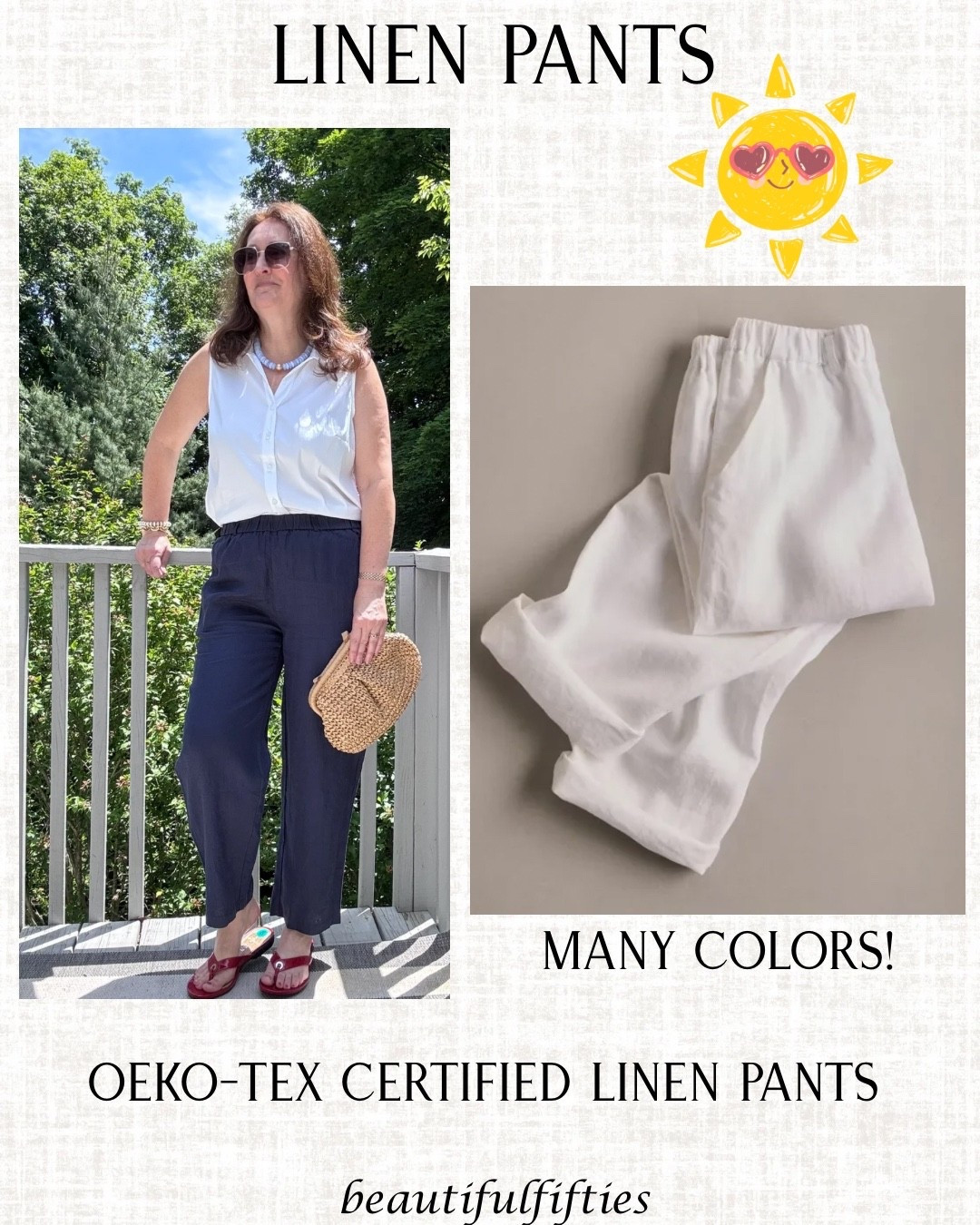 New customers will receive 10% off their first purchase with my code,
INFG-25BEAUTIFULFIFTIES10 
Linen pants for summer

#LTKPetite #LTKMidsize #LTKWorkwear