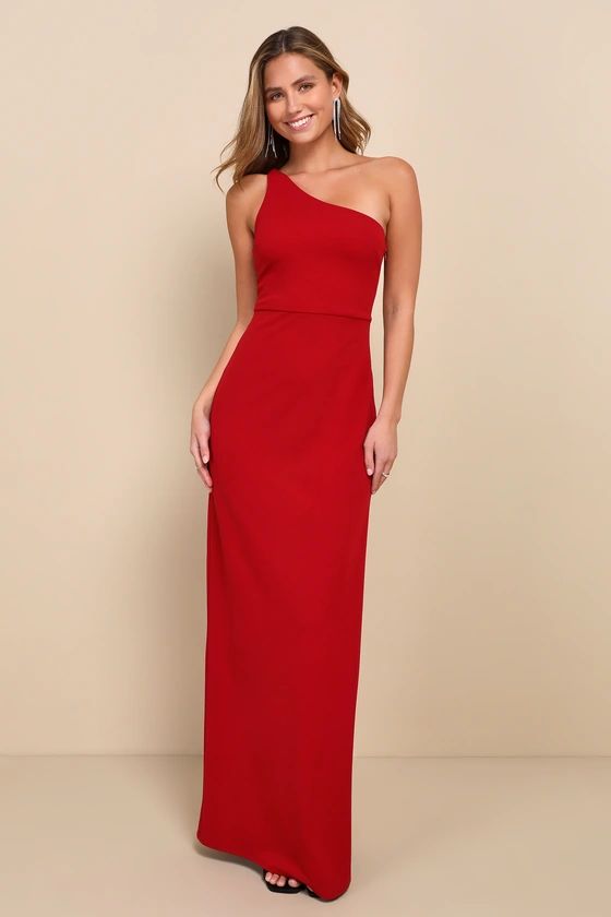 Loveliest Arrival Red Backless One-Shoulder Maxi Dress | Lulus (US)